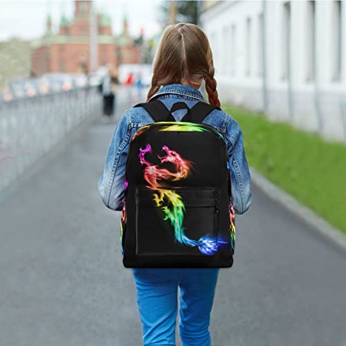 Mochila dourada com dragão de fogo, mochila escolar leve para adultos, adolescentes, estudantes, men