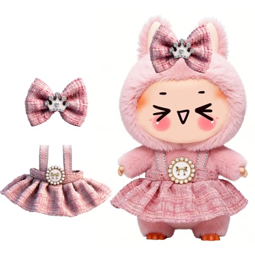 Image of Clothes for LABUBU 6.7inch (17cm) Doll, Cute Outfit Small Dress and Hairpin, Dress Up, Accessories (No Doll) (Pink)