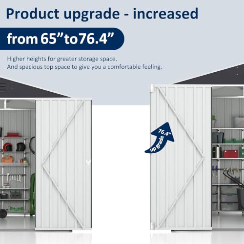 Image of AirWire 10x10 FT Outdoor Storage Shed | Garden Shed with Updated Frame Structure and Lockable Doors, Metal Tool Sheds for Backyard Garden Patio Lawn, Grey