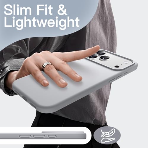 Image of JETech Liquid Silicone Case for iPhone 17 Pro Max 6.9-Inch, Silky Soft Touch Full-Body Protection, Anti-Scratch Shockproof Phone Cover with Microfiber Lining (Grey)