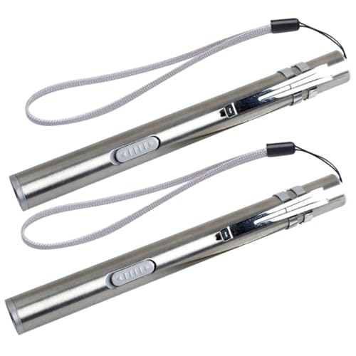 Lampe stylo médicale LED rechargeable USB acier lot de 2