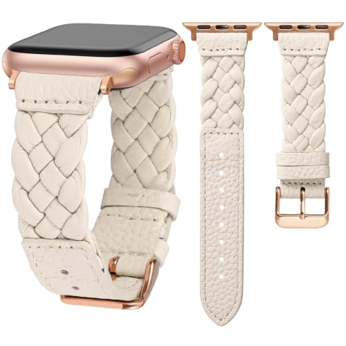 TOYOUTHS Braided Leather Strap Compatible with Apple Watch Bands Women