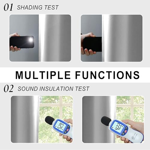 XWZO 100% Blackout Curtains 63 Inches Long with Tiebacks- Rod Pocket Heat and Full Light Blocking, Thermal Insulated Window Panels for Bedroom/Nursery, Light Grey, W60 x L63, Set of 2 Draperies - Image 3