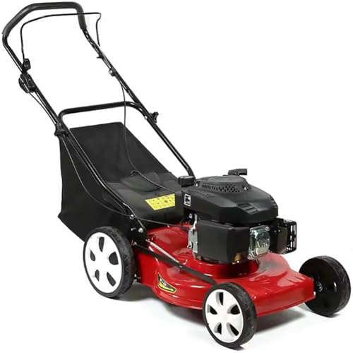 Cortacésped autopropulsado, ancho de corte de 51 cm, 7 alturas ajustables (25-75 mm), bolsa de césped de 55 L, motor de 4 tiempos de 173 cc, diseño ligero para jardines y granjas