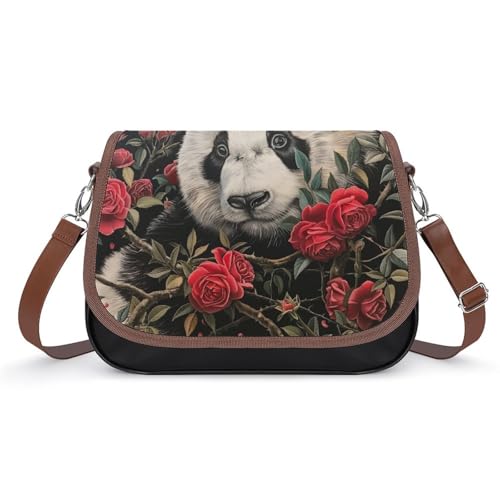 Sac à bandoulière panda et roses : la sacoche étanche pour vos sorties citadines
