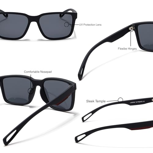 Image of EYEJACK by Voyage UV Protected & Polarized Square Sunglasses for Men & Women