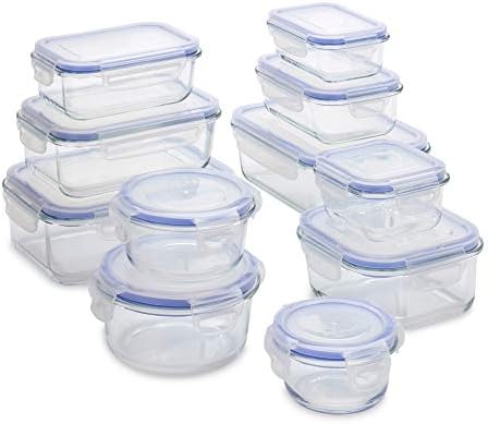 UberChef 22 Piece Glass Food Storage Containers - 11 Food Storage Containers with Lids