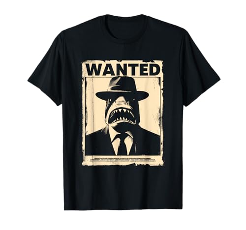 Wanted Shark - Divertido póster vintage buscado amante de los tiburones Camiseta