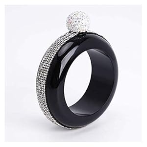 Roestvrijstalen Band Armband Draagbare Heupfles 3.5oz Ronde Dames Armband Witte Acetabulaire Fles, Stijlvol En Mooi, Geschikt Voor Bar Vakantie Geschenken (zwart)