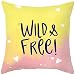 Lieson Housse Coussin 40x40, Coussin Decoration Canapé Jaune Rose Coussin Décoration Fille Triangulaire Wild & Free, Polyester