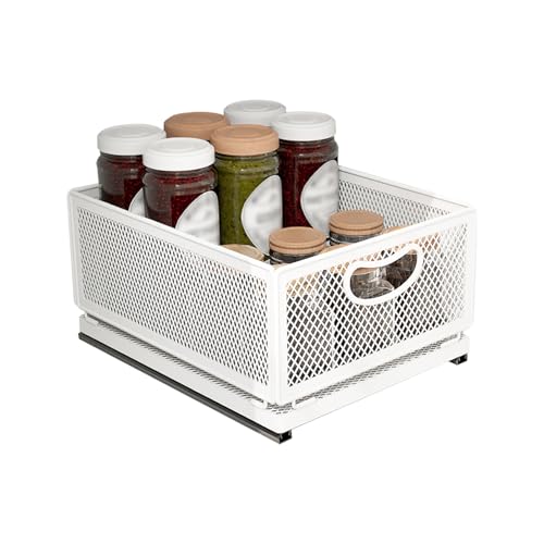 ULIKEUS Organisateur de tiroir pour armoire coulissant avec paniers - Étagères de garde-manger auto-adhésives en acier au carbone robuste avec poignée pour...