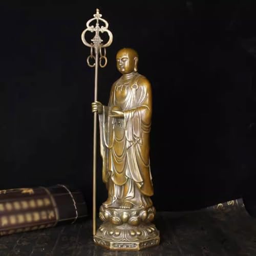 MIROOOO Statua Buddy kult domowy mosiądz stojący posąg Buddy biuro salon gabinet zen medytacja mosiężne ozdoby posągi buddy do domu