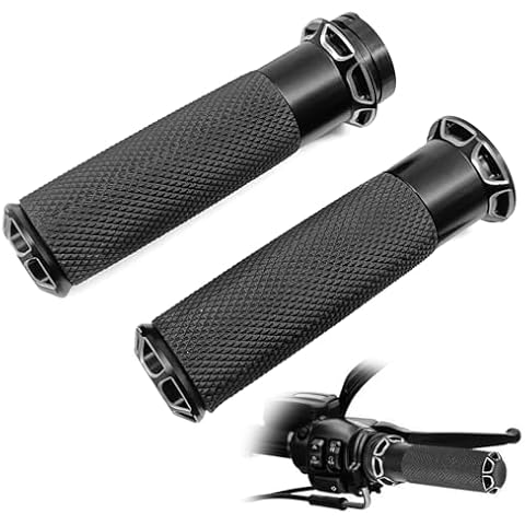 Stymart 1 Pair of Motorcycle Handlebar Grips 1", Universal CNC Grips Black Street Glide Flhx Handgrip Compatible with 2008-2023 Harley Davidson Touring Glides (Black) Cover