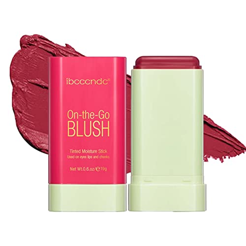 Ibcccndc Blush Stick - Solid Moisturizer Stick - Multi-Use Blush Stick For Lips Cheek Makeup, Waterproof, Glow & Smoothing Fine Lines - Travel-Friendly (Hot Red) #TOP12