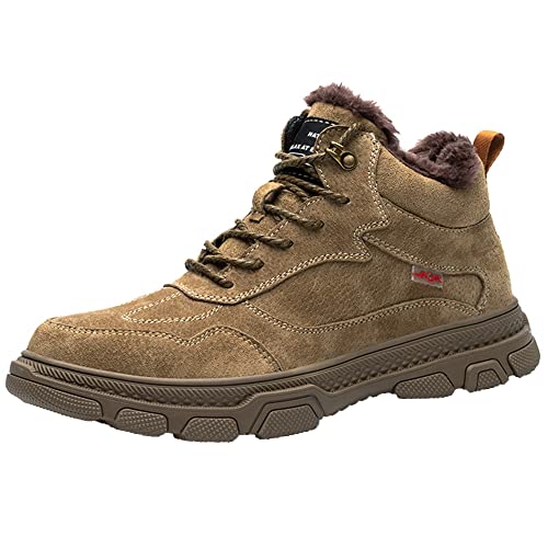 Zapatillas De Deporte con Puntera De Acero para Hombres Y Mujeres Botas De Seguridad En El Trabajo Zapatos Industriales Ligeros Forro Polar De Invierno A Prueba De Roturas A La Moda,Caqui,45 EU Cover