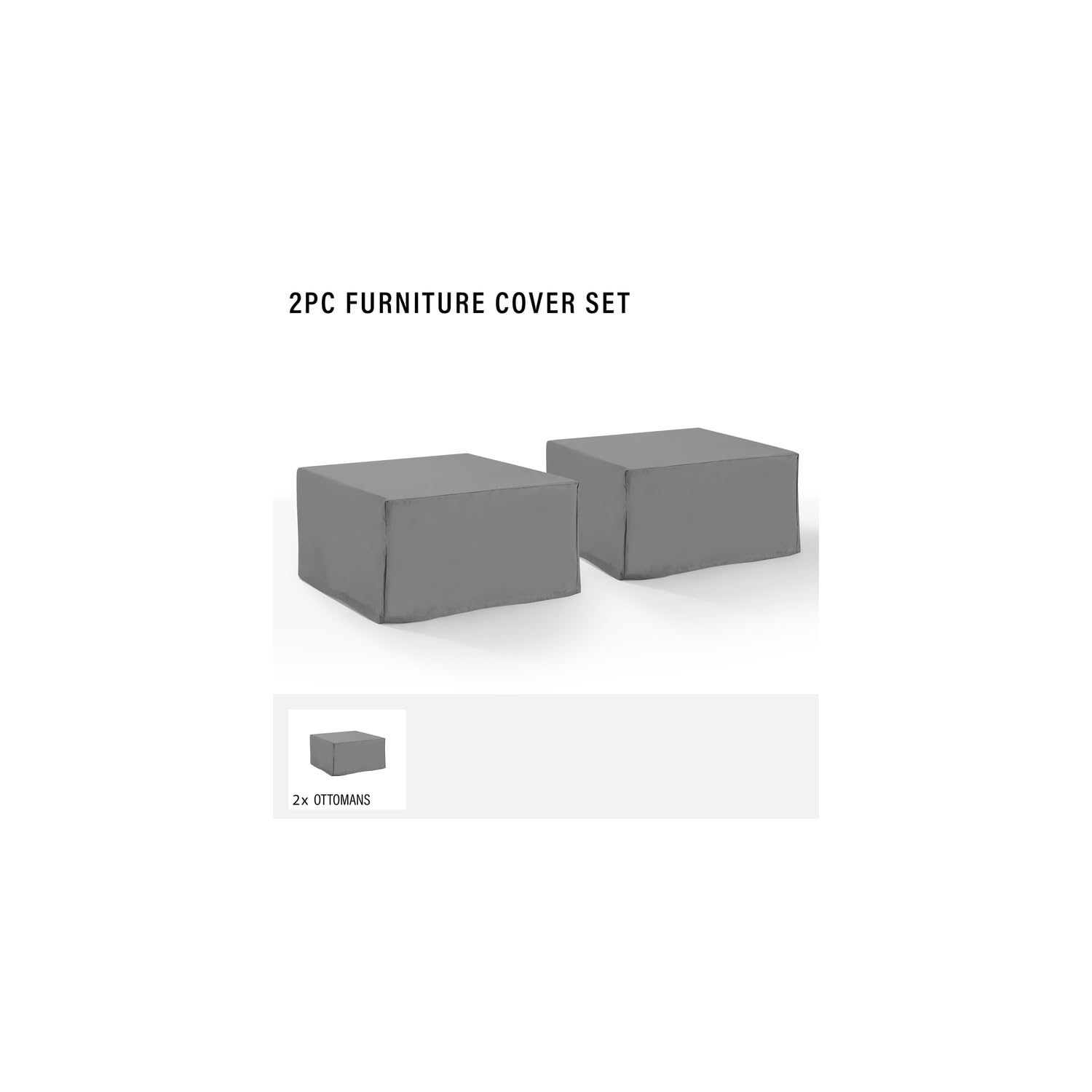 HomeStock Renaissance Refinement 2-Piece Outdoor Furniture Cover Set (2 Square Tables/Ottomans), Gray, Vinyl Covers, Washable Outdoor Furniture Covers w/Drawstrings