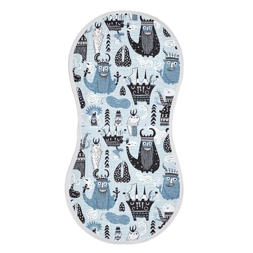 xigua Vikings Ship Baby Burp Cloths for Newborn Boys and Girls 4 Pack, Soft & Absorbent Cotton Baby Burp Cloth, Baby Washcloths, Newborn Towel, Burp Rags