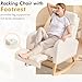FOXHUNTER Rocking Chair for Nursery with High Backrest & Foot Rest-Nursery Rocking Chairs with Side Storage Pocket for Breastfeeding,Modern Glider Chair for Baby Bedroom,Living Room,Teddy White