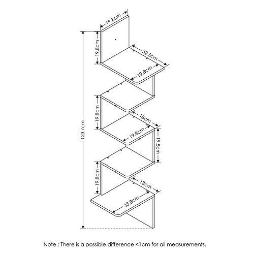 Furinno Rossi Five-Tier Wall Mounted Shelving Unit #TOP12