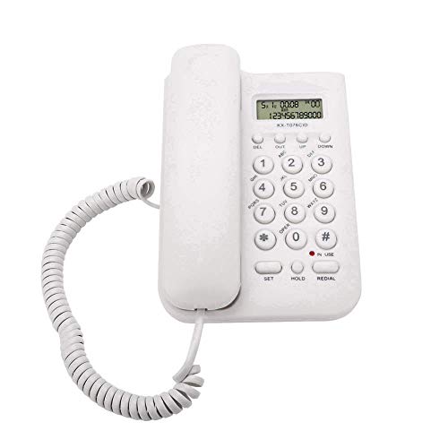 Corded Phone with Caller ID Display, Home Hotel Wired Desktop Phone Office Landline Telephone, Retro Classical Telephone Landline, Big Button, FSK/DTMF Dual System(White)