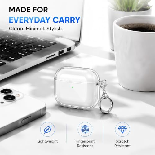Image of for AirPods 4 Case with Cleaner Kit, Crystal Clear Cover | Highly Transparent Anti-Yellowing TPU,Shockproof,Scratch-Resistant,Travel-Ready Keychain Cover for Work,Gym&Daily,Clear White