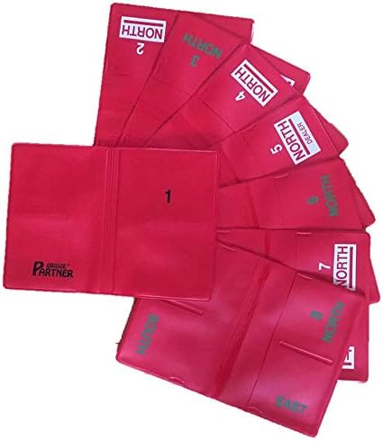 Bridge Duplicate Soft Wallets, red, Nr. 1-8 including Playing Cards