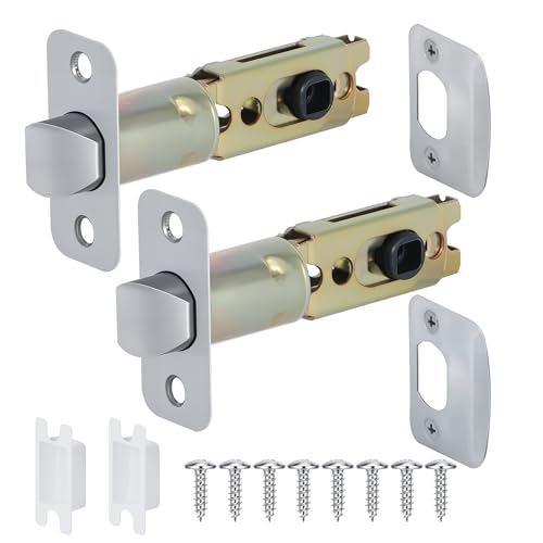 Aesytava Brushed Nickel 2 Pack Door Lock Parts Adjustable Door Latch Replacement Silver Door Lock Replacement Parts Door Deadlatch Mechanism
