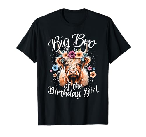 Gran Hermano De La Cumpleaños Chica Highland Cow Camiseta