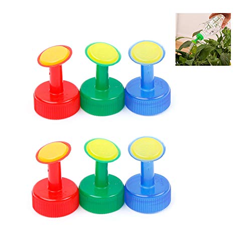 MEABEN 6 Pieces Water Bottle Cap Sprinklers Nozzle PVC Plastic 28 mm Caliber Bottle Watering Spout Portable Household Watering Sprinkler Heads for Seedlings Bonsai Vegetables