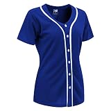 ARTORE Baseballtrikot für Damen, Baseball-Trikot, mit Knopfleiste, einfarbiges Baseball-Trikot, Softball-Shirts, Blau-Weiß, X-Groß