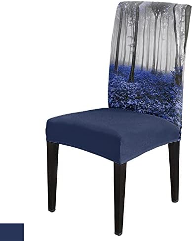 Fall Thanksgiving Chair Covers Autumn Maple Forest Dining Chair Slipcovers Blue Seat Protector Stretch Removable Party Decoration Set of 4