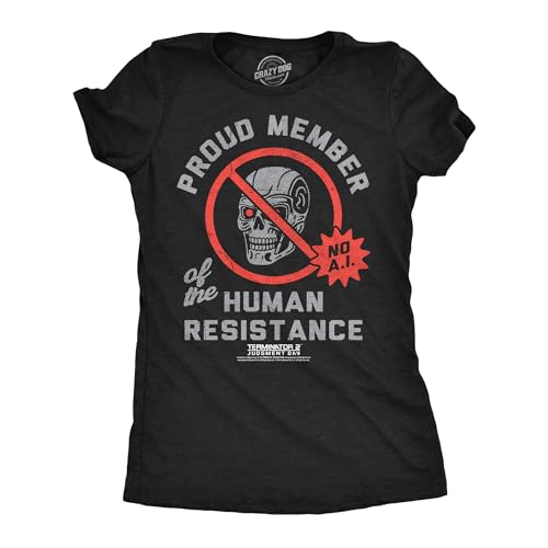 Womens Terminator 2 T-Shirt Proud Member Human Resistance Tees Black XXL
