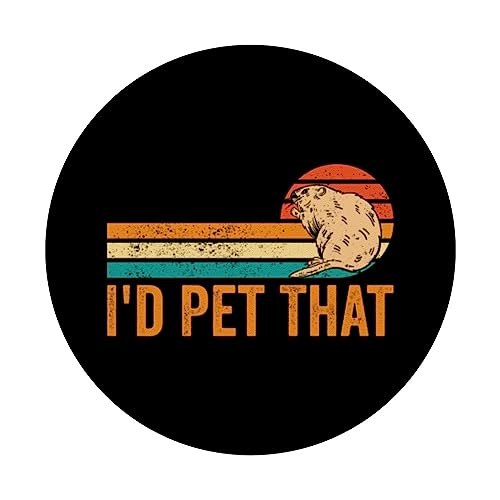 Muskrat Retro I'd Pet That PopSockets Swappable PopGrip, Black - Image 3