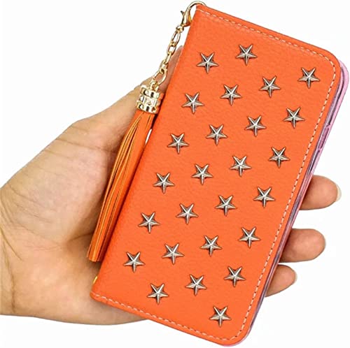Étui iPhone 13 Mini cuir orange protégez votre écran et rangez vos cartes