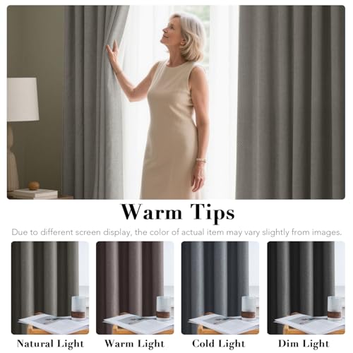 H.VERSAILTEX Linen Blackout Curtain 84 Inches Long for Bedroom/Living Room Thermal Insulated Grommet Linen Curtain Drapes Primitive Textured Burlap Effect Window Drapes 1 Panel - Heather Taupe Gray by H.VERSAILTEX - Used condition - Image 8