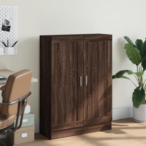 Estantería de roble marrón con acabado robusto de madera diseñada para el salón 4