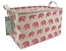 FANKANG Storage Bins, Nursery Hamper Canvas Laundry Basket Foldable with Waterproof PE Coating Storage, Office, Bedroom, Clothes,Toys (L, Rec-Pink Elephant)