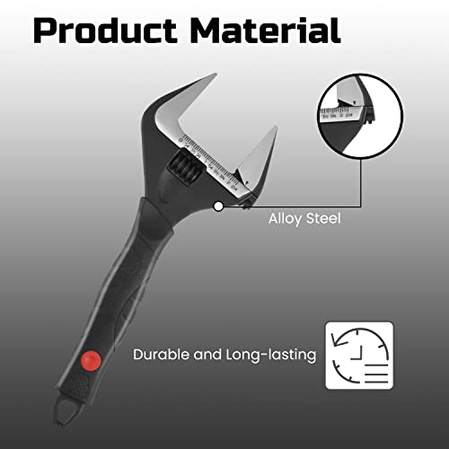 Lichamp 12-Inch Wide Jaw Adjustable Stubby Wrench With 60 Mm Jaw Opening For Plumbing Automotive And Industry, Black #TOP1