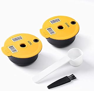 RECAFIMIL Reusable Tassimo Pods 180ml Refillable Coffee Pods with Yellow Silicone Lid Compatible with Bosch Tassimo Machine