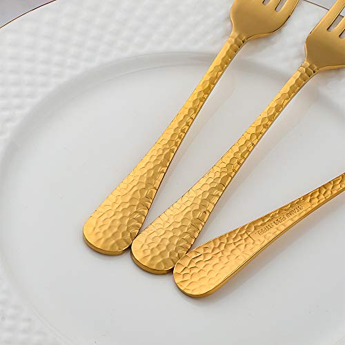 image for Salad Fork 7.5-Inch Dessert Stainless Steel Forks Hammered Surface, BU