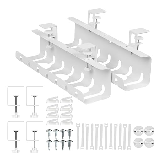 Asebrar Gestión de cables debajo del escritorio [Sin tornillos ni pegamento], soporte para cables, organizador de cables debajo del escritorio, estantes para gestión de cables, paquete de 2 unidades,