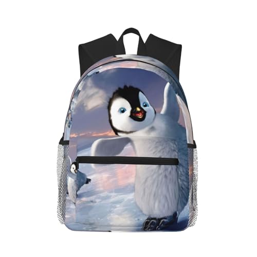Sac à dos voyage noir imprimé pingouin : le compagnon décontracté des sorties et week-ends