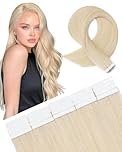 SLEEKALON Invisible Tape in Hair Extensions Real Human Hair 10 Pcs Thinned Version #60 Platinum Blonde - Seamless Skin Weft Remy HairPiece Extension 12 Inch 15 Gram