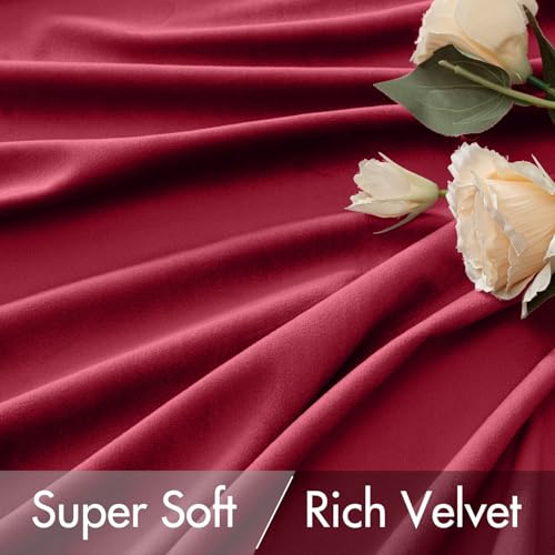 Image of MIULEE Hot Pink Velvet Pinch Pleat Blackout Curtains W52 X L84 Inches | 2 Panels,Luxury,Thermal Insulated,Super Soft,Back Tab & Rod Pocket,for Bedroom Living Room