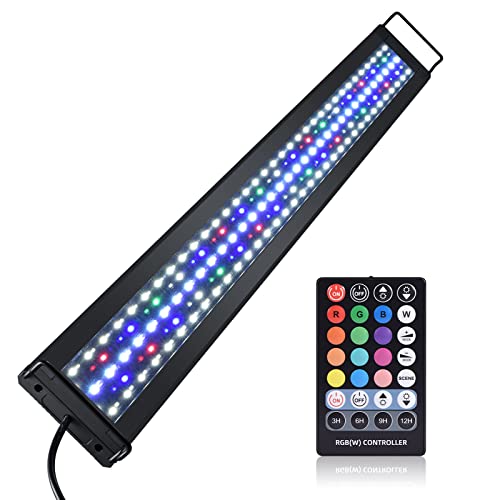 Lampe Aquarium,LED lampe d'aquarium Zingbabu avec support extensible blanc et RVB Full Spectrum lampe d'aquarium pour plantes coralliennes aquatiques et aquarium d'eau douce noir 120CM