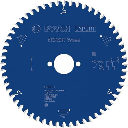 Bosch Professional 1x Kreissägeblatt Expert for Wood (Holz, Sägeblatt Ø 190 x 30 x 2,6 mm, 56 Zähne, Zubehör Kreissäge)