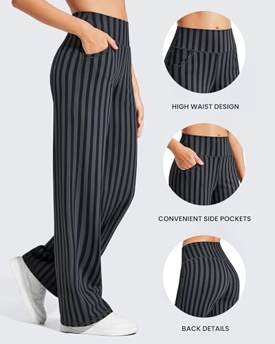 Image of Promover Wide Leg Pants Woman Yoga Pants with Pockets Stretch Loose Casual Lounge Sweatpants Petite /Regular /Tall