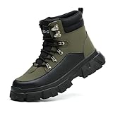 AOACOEBN Sicherheitsstiefel Herren Damen Arbeitsstiefel Leicht Sicherheitsschuhe rutschfest Arbeitsschuhe mit Stahlkappen,Grün,42EU