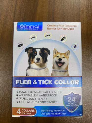 4 Pezzi Collare Antiparassitario per Cani, Naturali Collare Antipulci e Zecche per Cani, Collare Regolabile Impermeabile,Elimina pulci, zecche, pidocchi