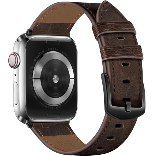 Image of Genuine Leather Watch Band Men Compatible with Apple Watch